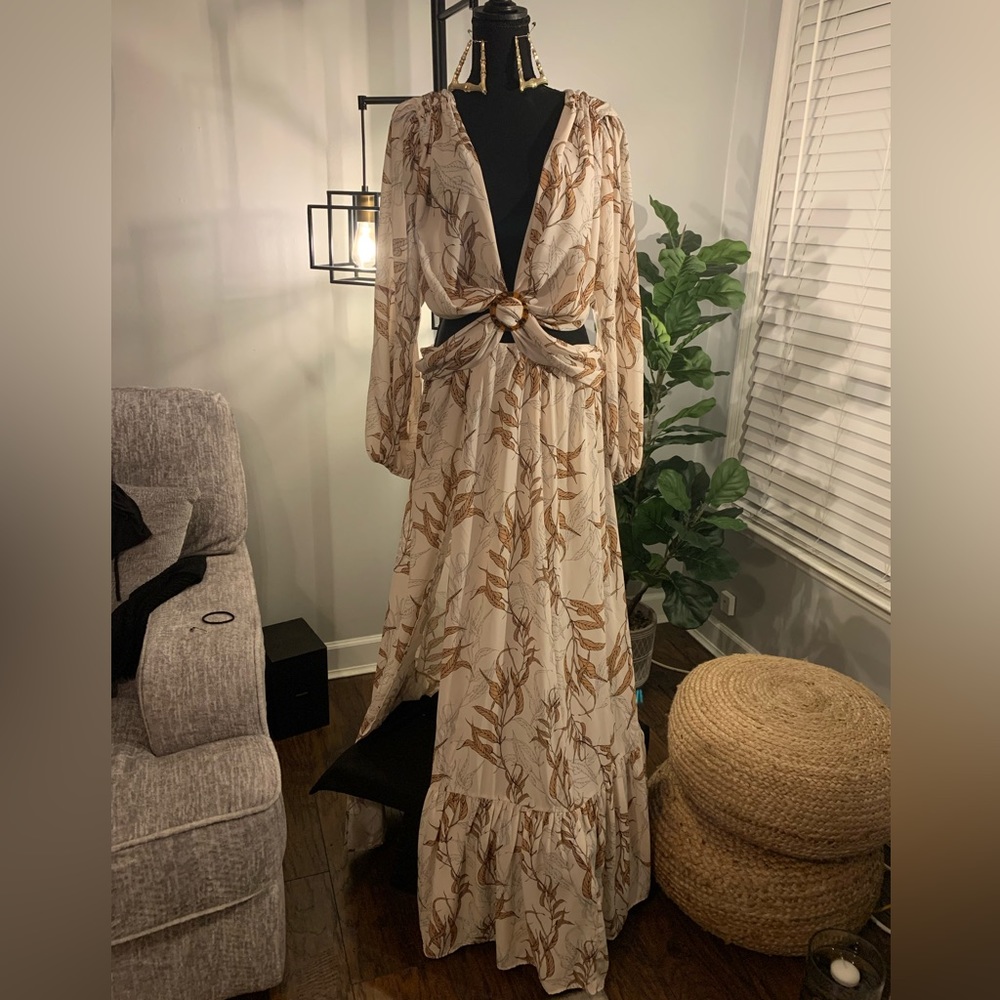 Sexy Cut Out Floral Print Maxi Dress Size 2X